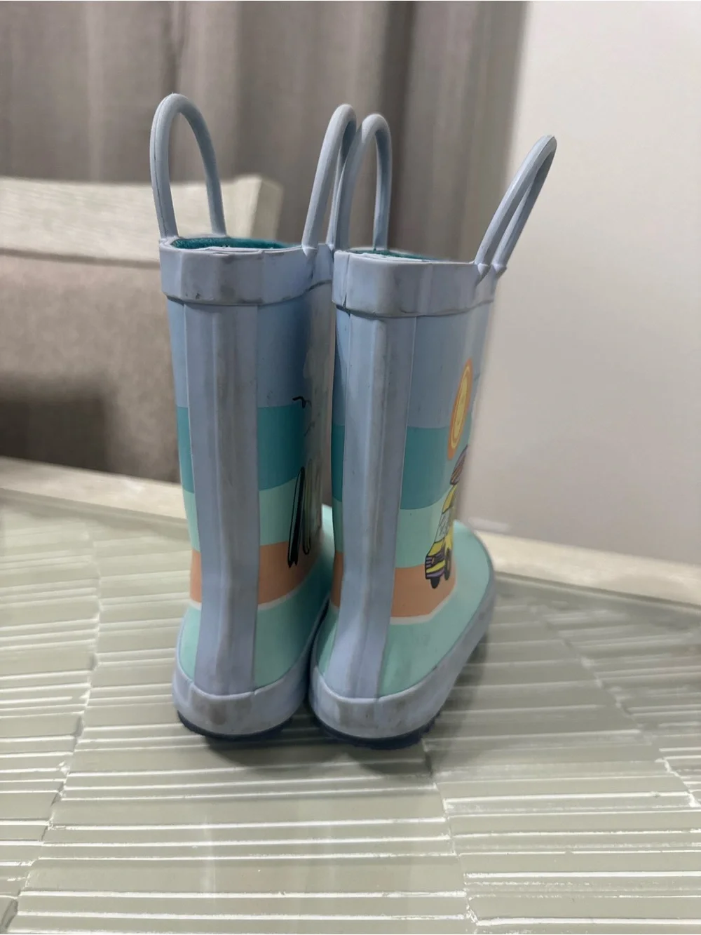 Kids Light Blue Surf Van Rain Boots Cat and Jack 8C